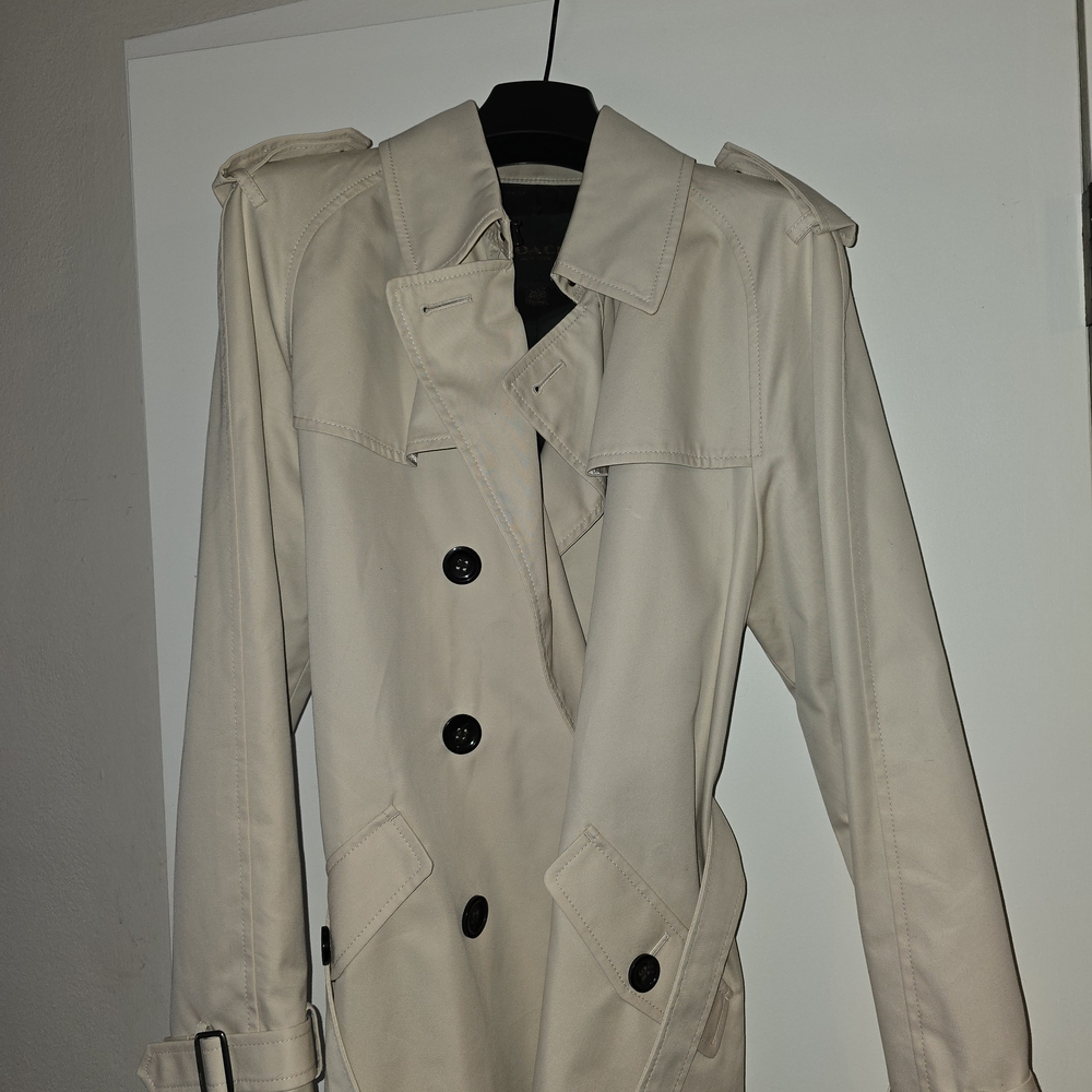 Coach Beige Trench Coat with Black Buttons